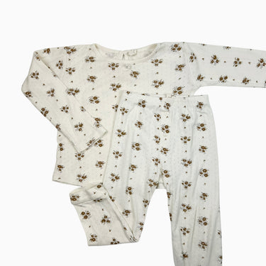 Haut et pantalon pointelle fleurs ocre 4-5Y