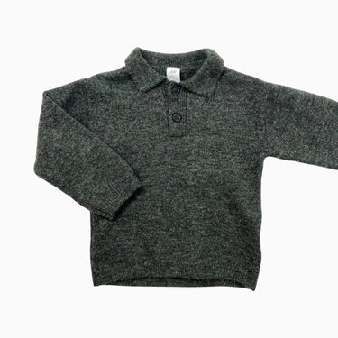 Pull vert en tricot de laine et poly 12-18M