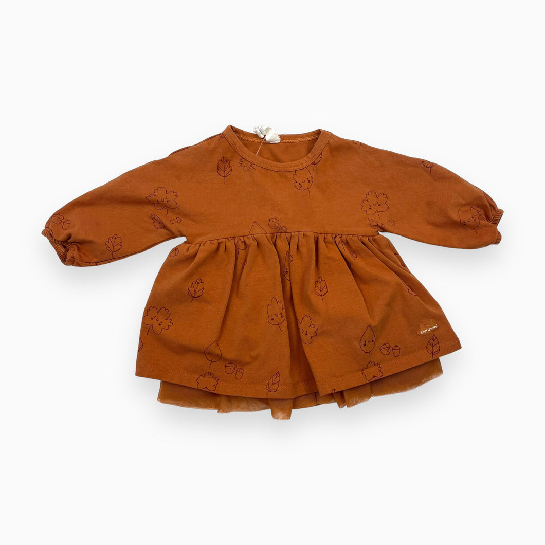 Robe cache-couche orange brûlé en coton avec tulle 3-6M