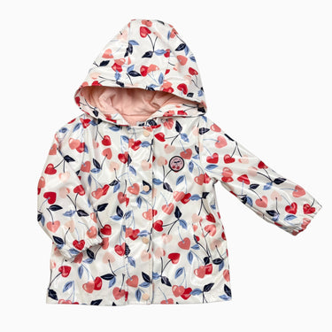 Manteau de pluie blanc 'cerises coeurs' 18M