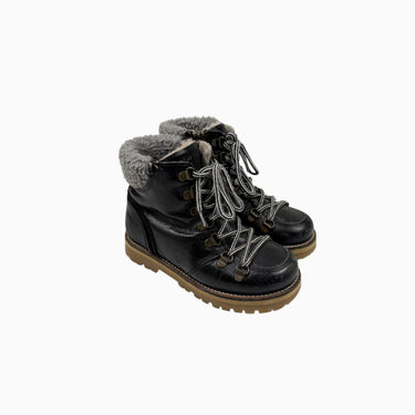 Bottes noires à lacet doublées en laine avec zipper 29EU