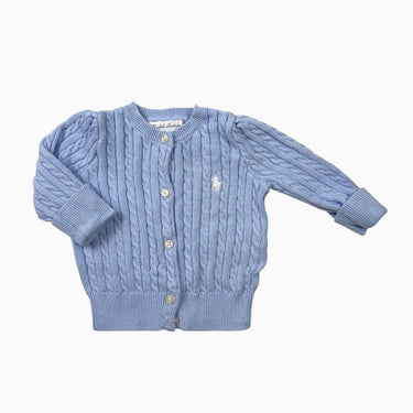 Cardigan bleu en tricot de coton torsadé 6M
