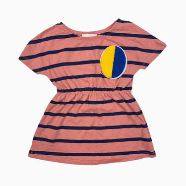 Robe corail à rayures marine 12-18M