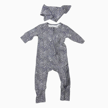 Ensemble pyjama et bandeau violet fleuri 0-3M