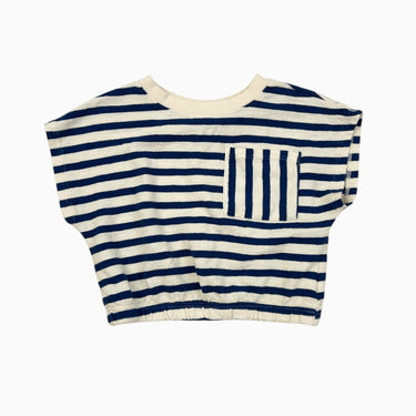 T-shirt à rayures bleues en ratine de coton 5Y