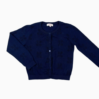 Cardigan marine en coton pointelle 6Y