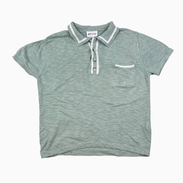 Polo menthe 'Pako' en fin tricot de coton et viscose 10Y