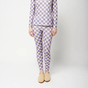Legging 'semi-sheer' à damiers lilas en poly et élasthanne pour femmes L