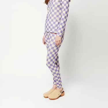 Legging 'semi-sheer' à damiers lilas en poly et élasthanne pour femmes L