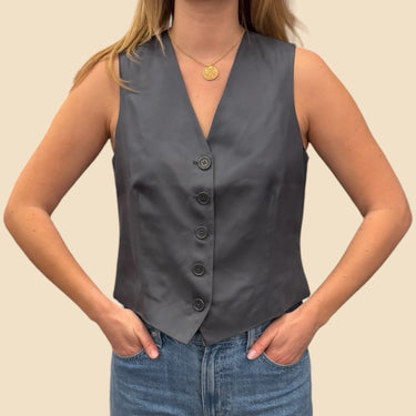 Veston 'gilet twill vest' anthracite en soie pour femmes M