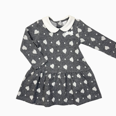 Robe à col claudine grise 'coeurs' 12M