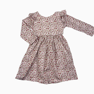 Robe blanche fleurie rose pêche et brique fait en Ontario 3Y