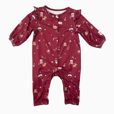Pyjama framboise en poly et élastane à imprimé animaux festifs 3-6M