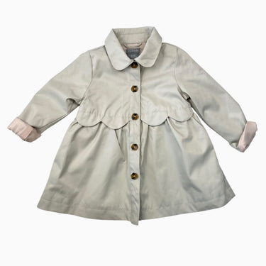 Manteau mi-saison beige style trench en poly avec boutons en fleurs 24M