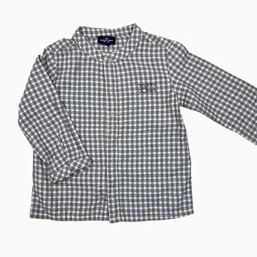 Chemise à col mao carreauté 'Mon coeur' 24M