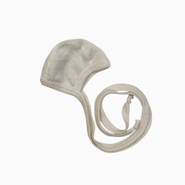 Bonnet vanille en laine vierge et soie PM