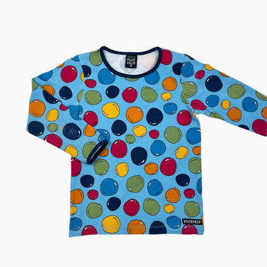 Chandail bleu 'boules de bowling' 110CM 5Y