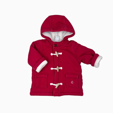 Veste rouge à capuchon doublé en polar et sherpa 6M