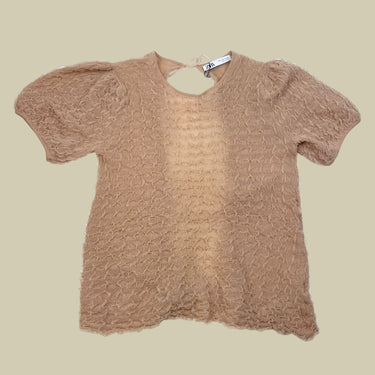 Blouse rose-ballet en poly avec fil doré scintillant pour femmes S