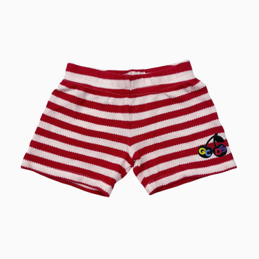 Short rayé rouge en tricot coton 9-12M