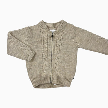 Cardigan blé en laine de mérinos avec zip 18-24M