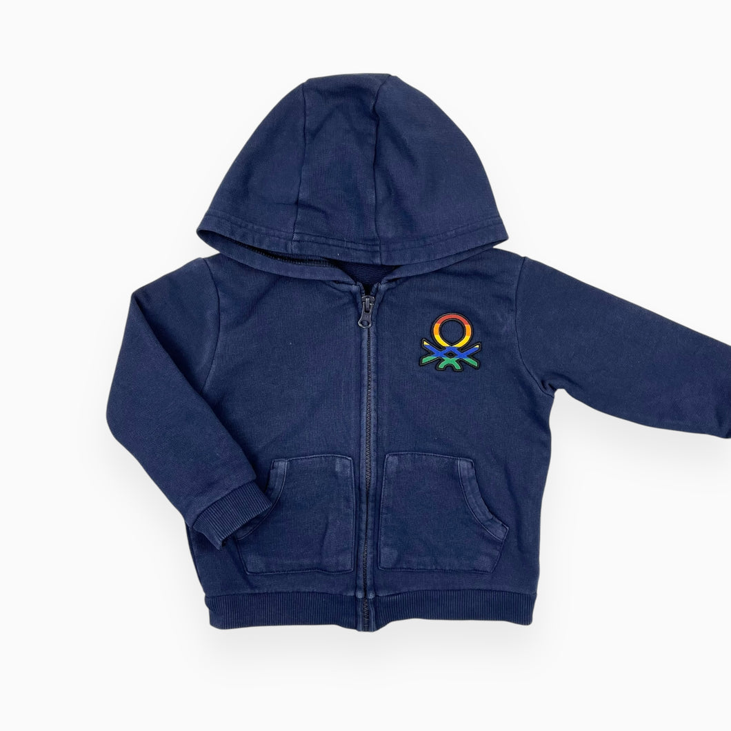 Veste bleu marine à capuchon en coton french terry 18-24M