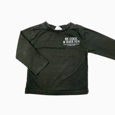 Chandail olive 'Be cool & have fun' 12-18M