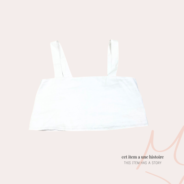 Haut blanc en lin 'Lorin cropped' avec bretelles ajustables pour femmes L (fit M)