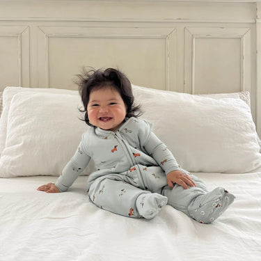 Combi gigoteuse bleue 'chiens' en bambou et spandex 1.0TOG 18-36M