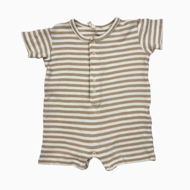 Combi short à rayures beige en coton gaufré 6-12M