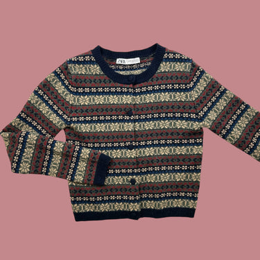 Cardigan à motifs en tricot de laine et poly pour femmes XS