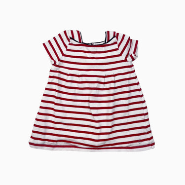 Robe à rayures rouges en coton épais 12M