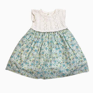 Robe blanche en tricot avec volant fleuri 9-12M