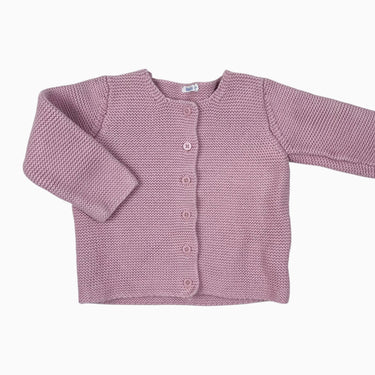 Cardigan rose en tricot de coton 24M
