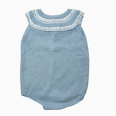 Barboteuse aqua en tricot 6M