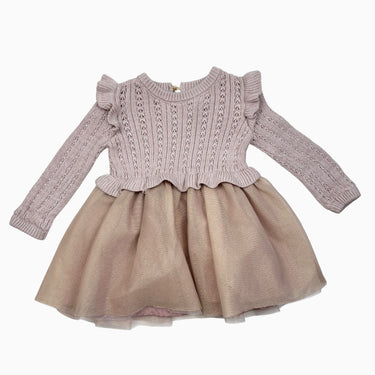 Robe rose pale avec volants et jupe en tulle 12M