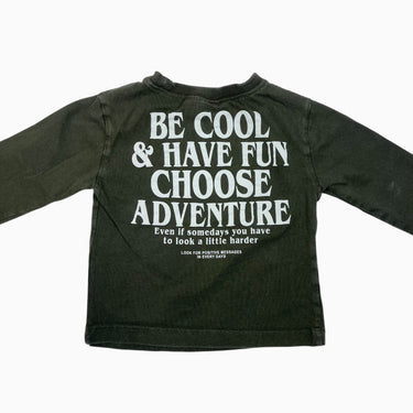 Chandail olive 'Be cool & have fun' 12-18M