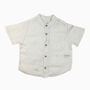 Chemise blanche en lin à col mao 4Y