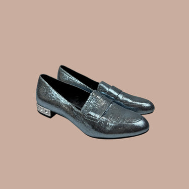 Loafers bleus métalliques pour femmes 9US