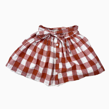 Jupe en coton vichy rouille et blanc 4-5Y