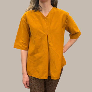 Haut jaune dijon évasé pour femmes S