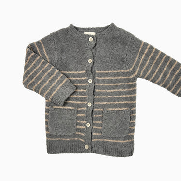 Cardigan gris à rayures en peluche 18-24M