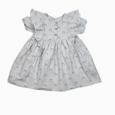 Robe à rayures grises 'noeuds' brodés 5-6Y