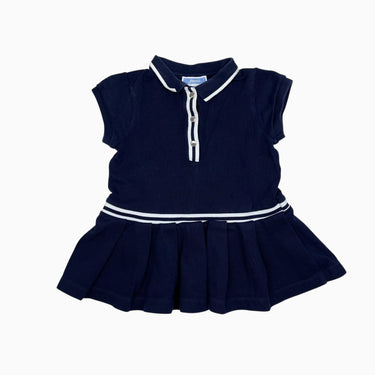 Robe marine en coton piqué à pli 18M