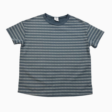 T-shirt vert-gris à rayures pointillé en coton bio épais 8Y