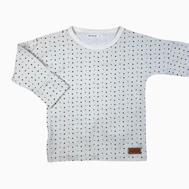 Chandail blanc à pois en coton et lycra 4-6Y