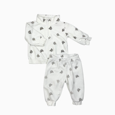 Ensemble blanc polar et jogger 'oursons' en polar 4-6M