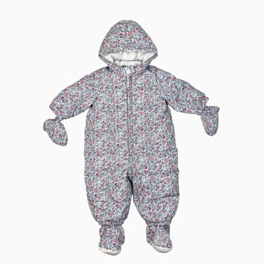 Habit de neige fleuri doublé en polar avec accessoires 6-12M
