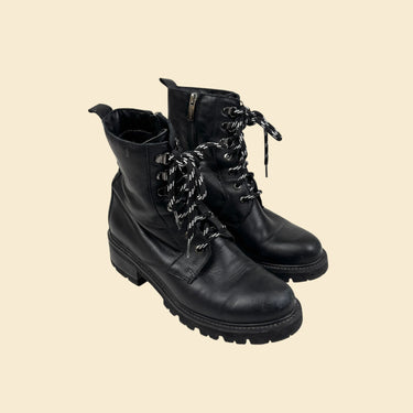 Bottines noires en cuir pour femmes 7.5US
