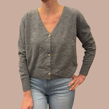 Cardigan gris en laine et cachemire pour femmes M